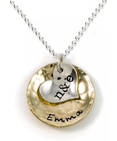 Sentimentally Close-Personalized Charm Necklace. Features 2 Customized Initials on a Sterling Silver Heart Charm and a Custom...