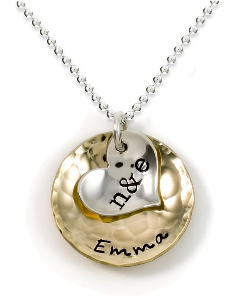 Sentimentally Close-Personalized Charm Necklace. Features 2 Customized Initials on a Sterling Silver Heart Charm and a Custom...