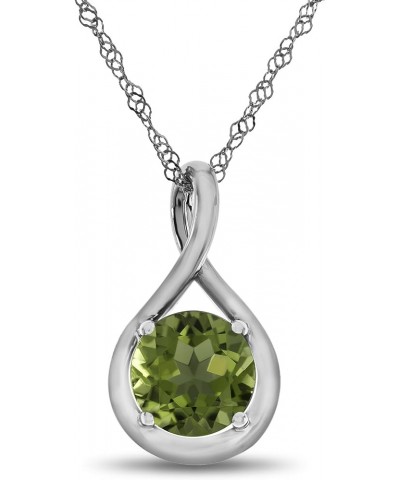 Sterling Silver 7mm Round Center Stone Twist Pendant Necklace Peridot Sterling Silver $24.00 Necklaces