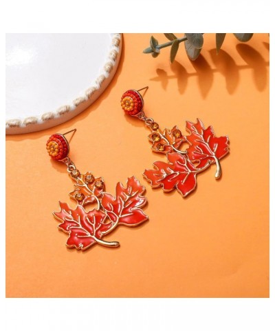 Thanksgiving Earrings Beaded Fall Earrings for Women, Handmade Pumpkin Turkey Maple Leaf Drop Dangle Earrings Thanksgiving Ac...