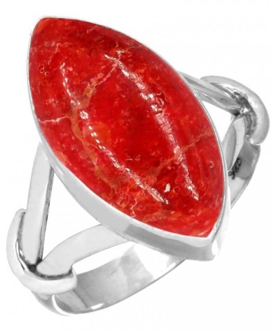 925 Sterling Silver Handmade Ring for Women 8x16 Marquoise Gemstone Costume Silver Jewelry for Gift (99137_R) Sponge Coral $2...