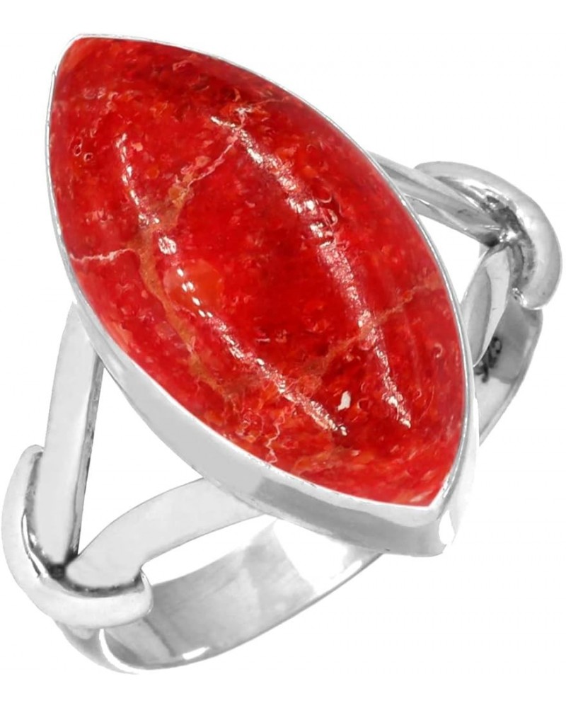 925 Sterling Silver Handmade Ring for Women 8x16 Marquoise Gemstone Costume Silver Jewelry for Gift (99137_R) Sponge Coral $2...