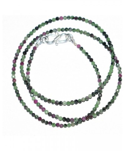 Shree Pooja Gems Beautiful Ruby Zoisite Gemstone Beaded Necklace Mala 2.5 MM 1 Layer Ruby Zoisite Stone Beads 925 Sterling Si...