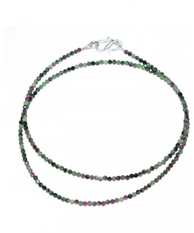 Shree Pooja Gems Beautiful Ruby Zoisite Gemstone Beaded Necklace Mala 2.5 MM 1 Layer Ruby Zoisite Stone Beads 925 Sterling Si...