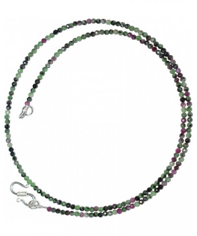 Shree Pooja Gems Beautiful Ruby Zoisite Gemstone Beaded Necklace Mala 2.5 MM 1 Layer Ruby Zoisite Stone Beads 925 Sterling Si...