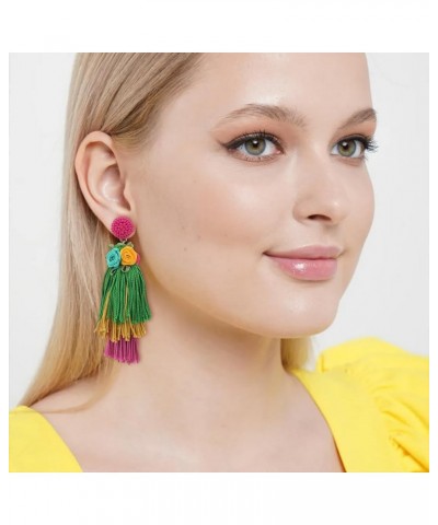 Trendy Tassel Earrings Boho Earrings for Women Hawaiian Dangle Drop Fashion Earrings Flower Earrings for Summer Beach Vacatio...