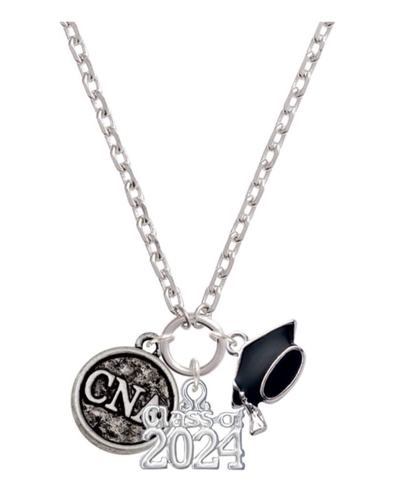 Silvertone Nurse Caduceus Seal - Silvertone Class of 2024 Graduation Zoey Necklace, 28 CNA $18.06 Necklaces