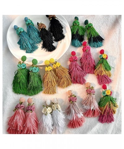 Trendy Tassel Earrings Boho Earrings for Women Hawaiian Dangle Drop Fashion Earrings Flower Earrings for Summer Beach Vacatio...