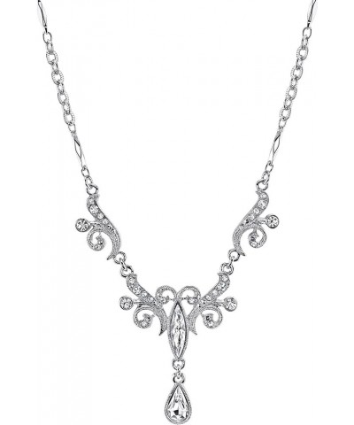 1928 Jewelry Crystal Teardrop Y-Shape Necklace, 15 Clear $22.58 Necklaces