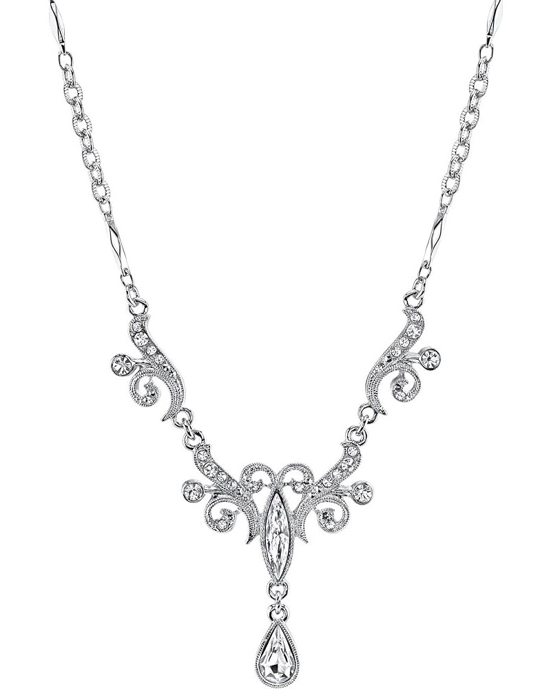 1928 Jewelry Crystal Teardrop Y-Shape Necklace, 15 Clear $22.58 Necklaces