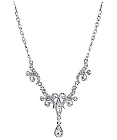 1928 Jewelry Crystal Teardrop Y-Shape Necklace, 15 Clear $22.58 Necklaces