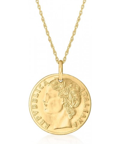 Italian 14kt Yellow Gold Reversible Replica 100-Lira Coin Pendant Necklace in 14kt Yellow Gold 16.0 Inches $152.00 Necklaces