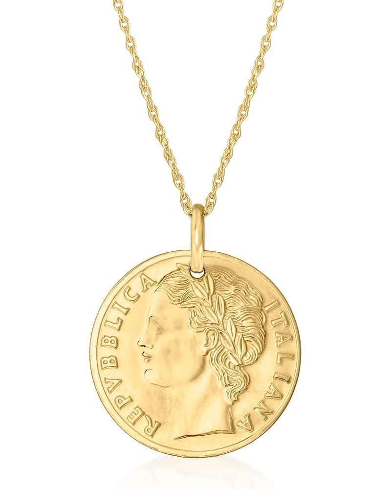 Italian 14kt Yellow Gold Reversible Replica 100-Lira Coin Pendant Necklace in 14kt Yellow Gold 16.0 Inches $152.00 Necklaces