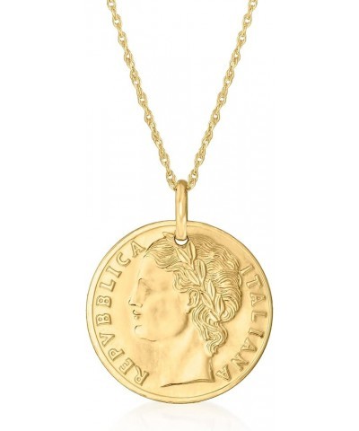 Italian 14kt Yellow Gold Reversible Replica 100-Lira Coin Pendant Necklace in 14kt Yellow Gold 16.0 Inches $152.00 Necklaces