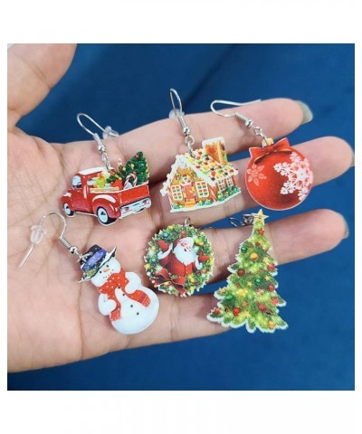 Cute Christmas Theme Dangling Hook Earrings Santa Claus Garland Snowman Christmas Tree Dangle Drop Charm Huggie Hoop Earring ...