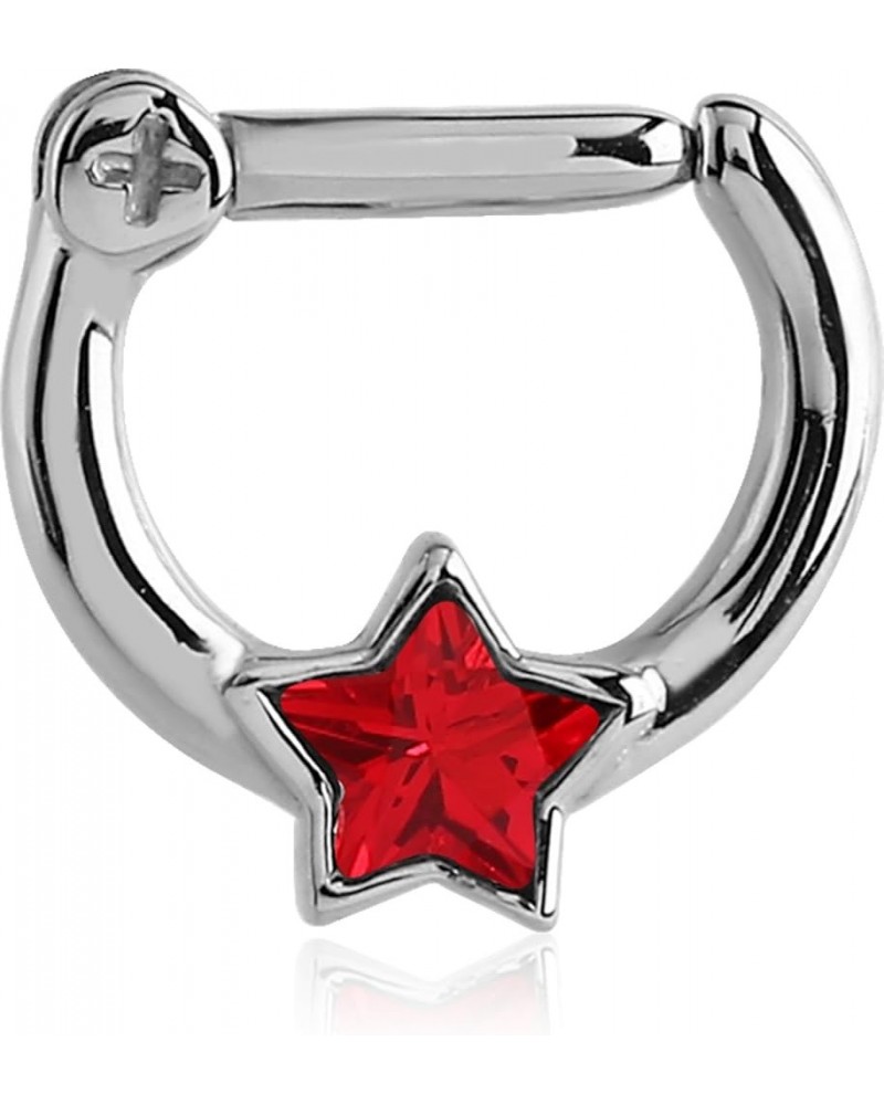 316L Surgical Steel Septum Clicker Helix Nose Ring Ear Cartilage Choose Your Color 16G Red $9.43 Body Jewelry