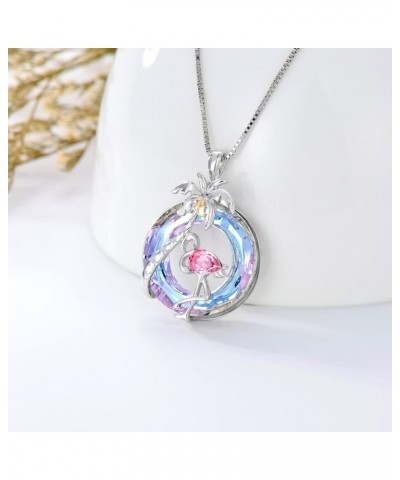 Flamingo Gifts for Women s925 Sterling Silver Flamingo Necklace Pendant with Purple Crystal Flamingo Lovers Jewelry Gifts for...