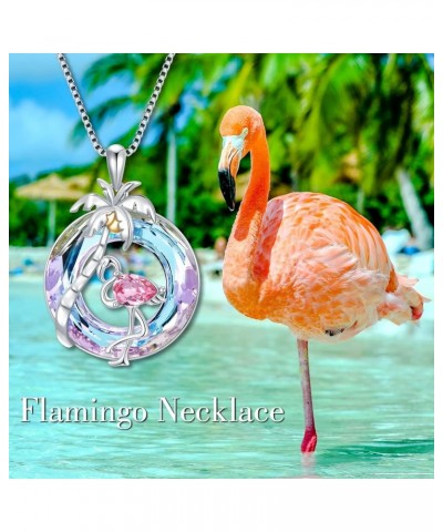 Flamingo Gifts for Women s925 Sterling Silver Flamingo Necklace Pendant with Purple Crystal Flamingo Lovers Jewelry Gifts for...