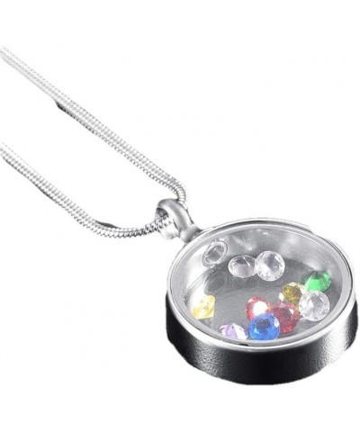 Necklace To Put Ashes In Put The Birthstone Charm In The Round Stainless Steel Glass Cremation Jewelry Urn Rack Memorial Lock...