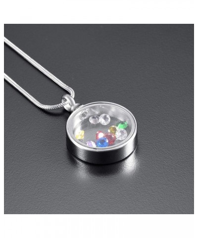 Necklace To Put Ashes In Put The Birthstone Charm In The Round Stainless Steel Glass Cremation Jewelry Urn Rack Memorial Lock...