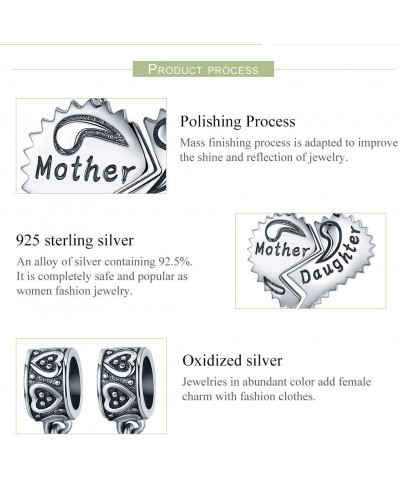 Lorrifal 925 Sterling Silver Love Mom Heart Charm Beads for Women Pandora Bracelets Jewelry Daughter to Mama Gifts on Holiday...