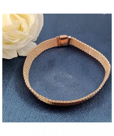 Reflexions Mesh Bracelet for Pandora Reflexion Clip-on Charm Bead Women Size 16cm-22cm 16cm-Rose Gold $9.50 Bracelets