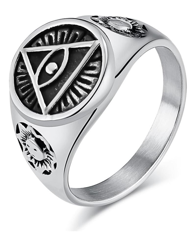 Stainless Steel All Seeing Eye of God Ring Vintage The Eye of Horus Signet Rings for Men Women Silver $9.82 Rings