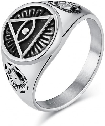 Stainless Steel All Seeing Eye of God Ring Vintage The Eye of Horus Signet Rings for Men Women Silver $9.82 Rings