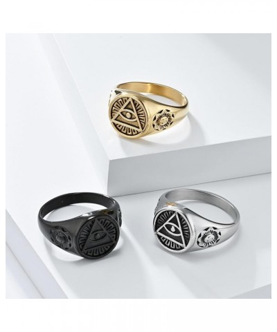 Stainless Steel All Seeing Eye of God Ring Vintage The Eye of Horus Signet Rings for Men Women Silver $9.82 Rings