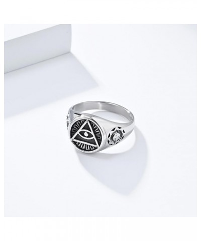 Stainless Steel All Seeing Eye of God Ring Vintage The Eye of Horus Signet Rings for Men Women Silver $9.82 Rings