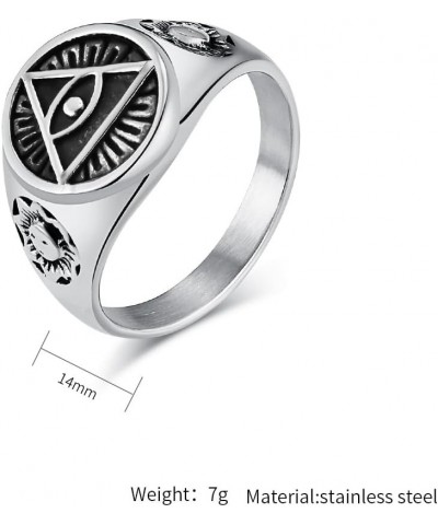 Stainless Steel All Seeing Eye of God Ring Vintage The Eye of Horus Signet Rings for Men Women Silver $9.82 Rings