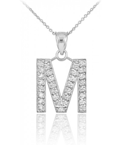 10k White Gold Diamond-Studded Initial Letter Pendant Necklace, 16 M $108.49 Necklaces