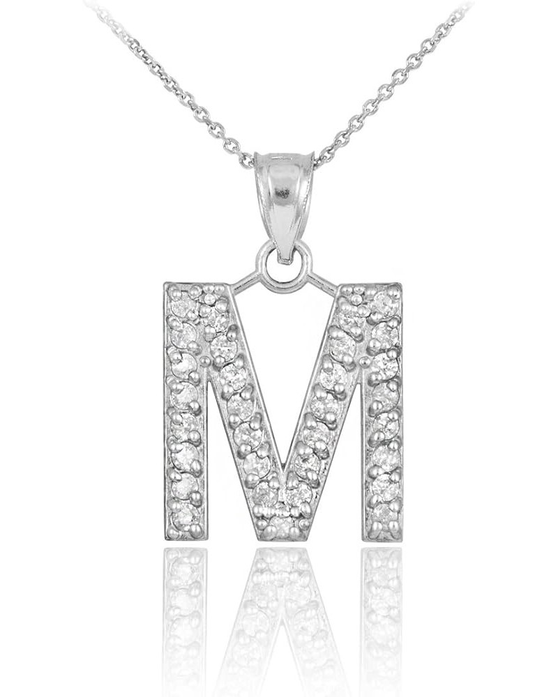 10k White Gold Diamond-Studded Initial Letter Pendant Necklace, 16 M $108.49 Necklaces