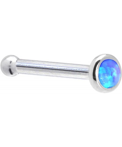 Solid 14k White Gold 2mm Blue Synthetic Opal Nose Stud Bone 20 Gauge 1/4 $32.39 Body Jewelry