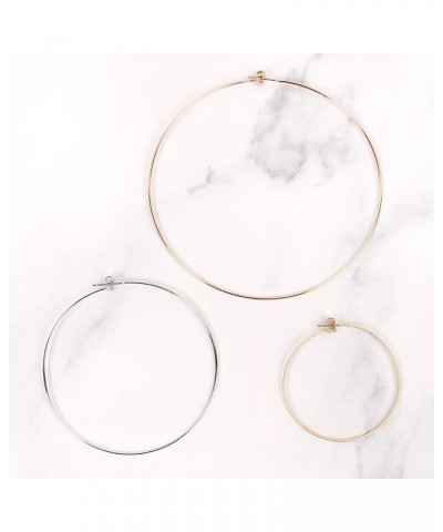 Lightweight Endless Simple Hoop Earrings - Infinity Round Circle Seamless Thin Hoops Thin Butterfly Back 80mm - Matte Silver ...