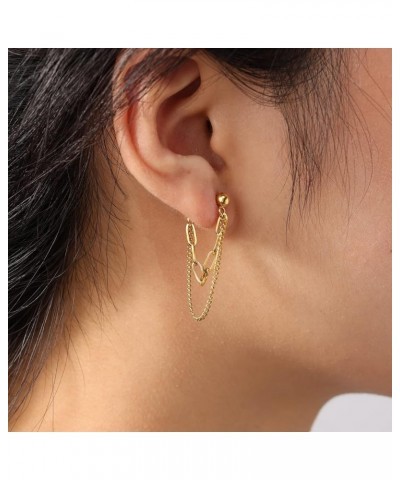 14K Gold Plated Drop Chain Link Dangle Earrings for Women Threader Earrings Rose Gold $9.15 Earrings