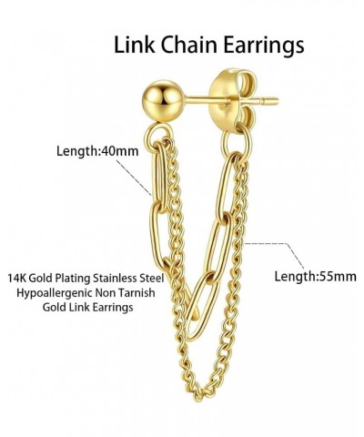 14K Gold Plated Drop Chain Link Dangle Earrings for Women Threader Earrings Rose Gold $9.15 Earrings