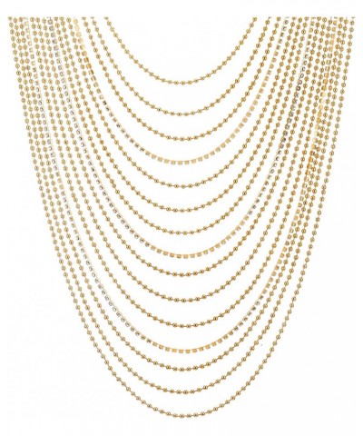 Waterfall Statement Necklace, Gold Color Multi-Strand, Ball and Cubic Zirconia Chain, Dress Party $11.19 Necklaces