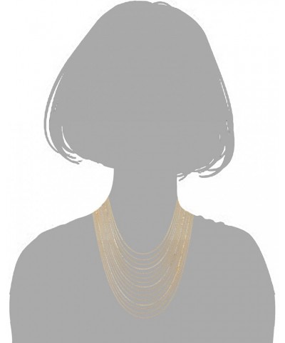 Waterfall Statement Necklace, Gold Color Multi-Strand, Ball and Cubic Zirconia Chain, Dress Party $11.19 Necklaces