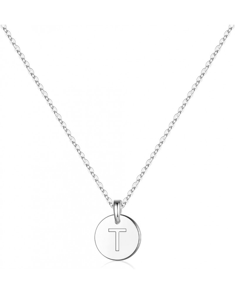 Easter Gifts for Girls - S925 Sterling Silver Initial Necklaces for Girls Women, Sterling Silver Disc Initial Pendant Gold/Ro...