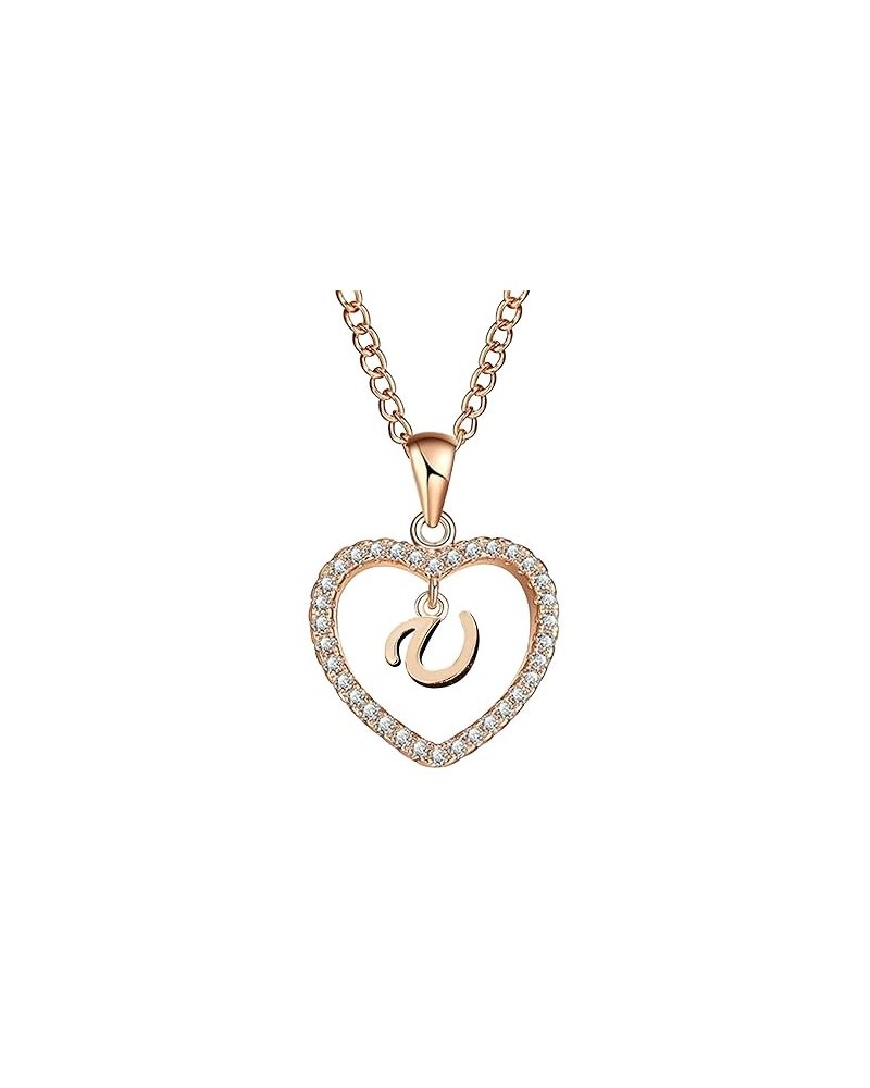 CZ Heart Pendant Initial Necklaces, Filled Heart Initial Necklaces for Teen Girls Women, Dainty Letter Necklace for Women Kid...