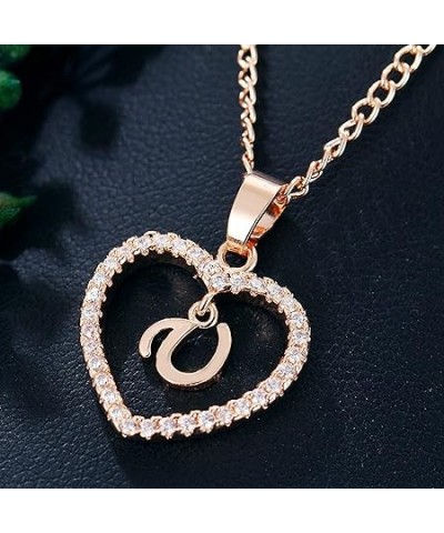 CZ Heart Pendant Initial Necklaces, Filled Heart Initial Necklaces for Teen Girls Women, Dainty Letter Necklace for Women Kid...