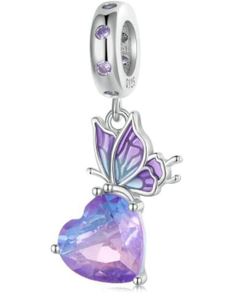 Butterfly Charms 925 Sterling Silver Animal Charms for Pandora Bracelets Purple Butterfly Crystal $10.50 Bracelets