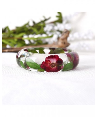 Real Dried Pressed Flower Transparent Quartz Crystal DIY Handmade Resin Bracelet Plant Garden Jewelry Bangle Bracelet (NG0024...