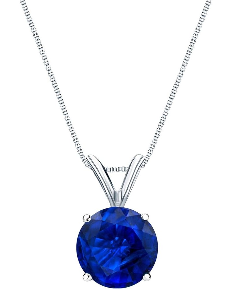 18k Gold Blue Sapphire Gemstone Solitaire Pendant Necklace (1/5-1 ct) 4 Prong Basket set with 18" Chain White Gold 0.25 carat...