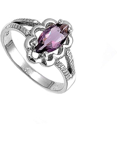 CHOOSE YOUR COLOR Sterling Silver Marquise Wide Ring Purple (Simulated Amethyst) $12.83 Rings