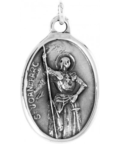 Sterling Silver St Joan of Arc Medal Necklace Oxidized finish Oval 1.8mm Chain 20-inch $18.98 Necklaces