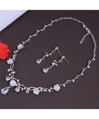 Necklace Flower Tiaras Bridal Jewelry Sets Fashion Crown Earrings Choker Necklace Women Wedding Dress Bride Jewelry Set Acces...