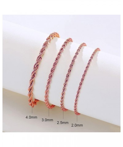 Twist Rope Chain Dainty Gold Bracelet - 18K Gold Plated Bracelets for Women Teen Girls Jewelry Gift Rose Gold / 3.0mm $8.84 B...