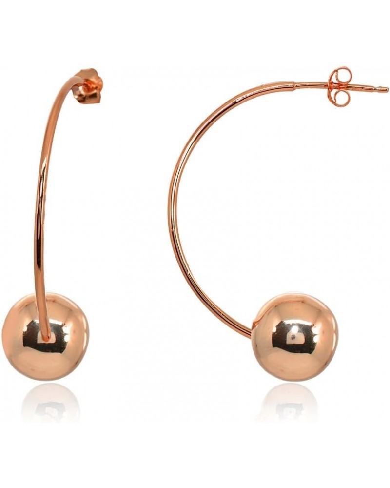 Sterling Silver Polished Curved Bead Dainty Fashion Earrings, 6mm, 8mm or 10mm 10mm - Rose Gold Flashed $9.00 Earrings